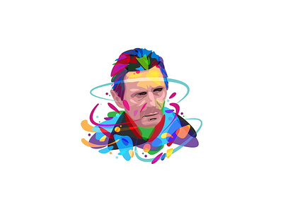 Liam neeson actor beq design hollywood illustration vector