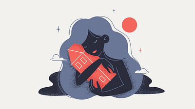 Stay home cartoon character dream girl home illustration sleep stayhome vector violet