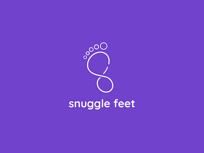 Snuggle Feet Logo clever exploration f letter flat foot icon logo minimalist monogram purple s letter