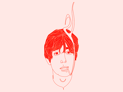 Jack - hand drawn single line illustration 2d cigarette hand drawn illustration illustrator portrait profile red single line smoke