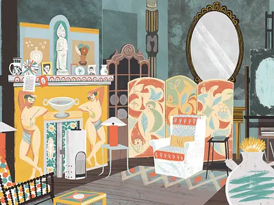 Charleston House art digital folioart illustration interior mixed media pattern sam kalda texture