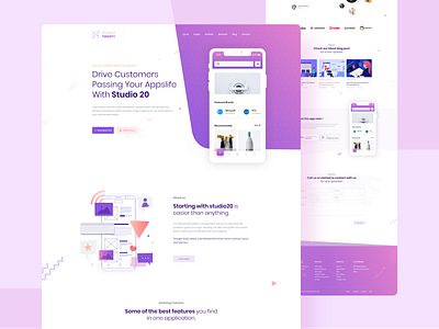 App Landing Page Design 2020 trend 2020 trends app app landing app landing page app screen app showcase app store concept creative interface landing page landing page design landingpage modern saas typography ui uidesign ux