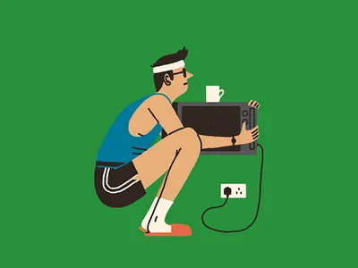Work(out) From Home character digital exercise folioart home humour illustration michael parkin people