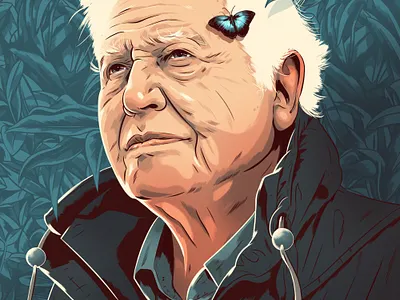 David Attenborough alexander wells butterfly david attenborough digital folioart illustration leaves portrait wildlife