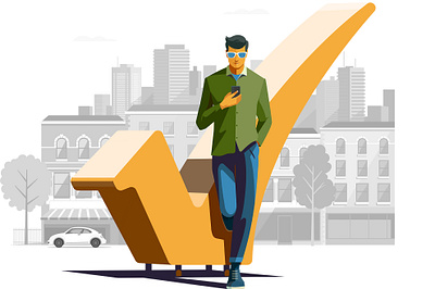 OnDot branding character cityscape design digital folioart illustration money peter greenwood technology vector