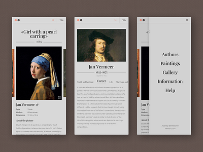 An art-studying app app archive artist author background color composition design history interface minimal mobile picture style ui