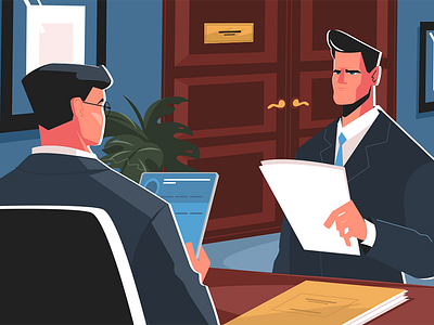 Recruiting in business business character flat illustration interview job kit8 man manager recruiting vector