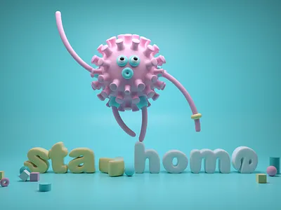 Stay Home Folks! 2d 3d branding c4d character cinema4d coronavirus design dribbble illustration stay home