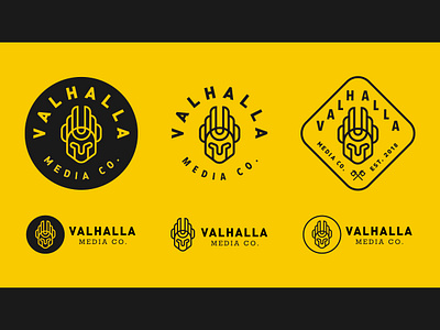 Valhalla Logo Concepts branding icon illustration logo typography valhalla viking yellow