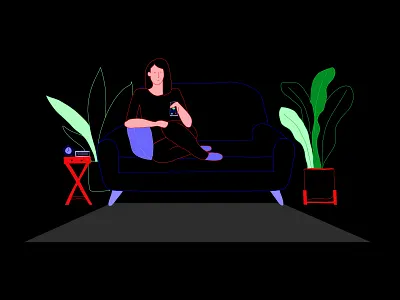Illustration for AI platform video content specialist adobe fresco adobe illustrator artificial intelligence couch digital illustration illustration ipad pro living room plants tv video content watching tv
