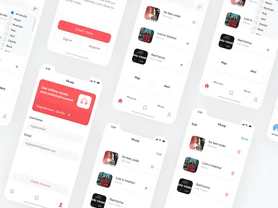 Musip Application app application design light listen to music minimal music musip product ui ux web white