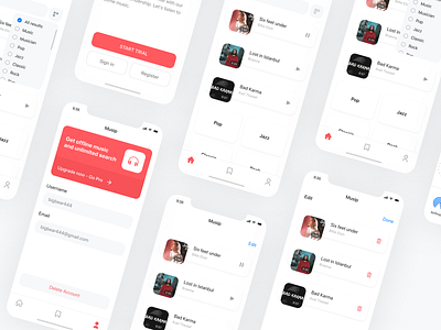 Musip Application app application design light listen to music minimal music musip product ui ux web white