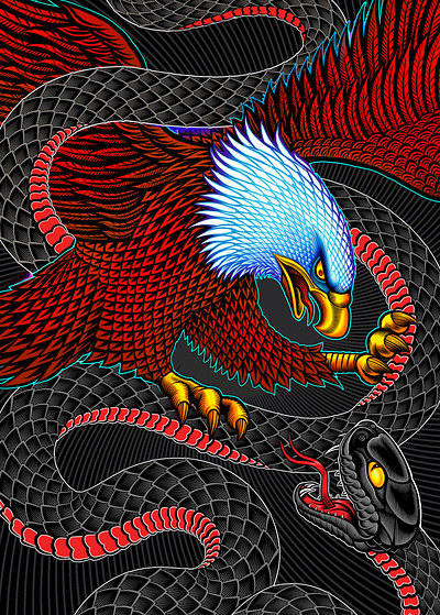 Break Point FC "Eagle and Snake" rash guard apparel bjj eagle illustration illustrations japanese jiu jitsu martial arts mma rash guard snake vector vector art