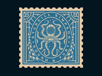 Sturgill Simpson - Sound & Fury (Merch) growcase merch design music octopus squid stamp design steampunk sturgill simpson