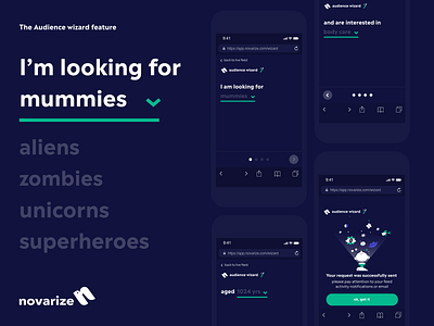The Audience Wizard feature bold clear dark mood engine feature fun mobileweb novarize typogaphy ui ux webapp