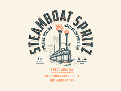 Steamboat Spritz Concept can design canned cocktails canned spirits distillery illustration packaging design steamboat