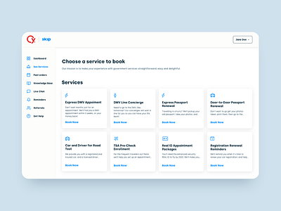 Dashboard Services Skip brand clean dashboad design ui ux