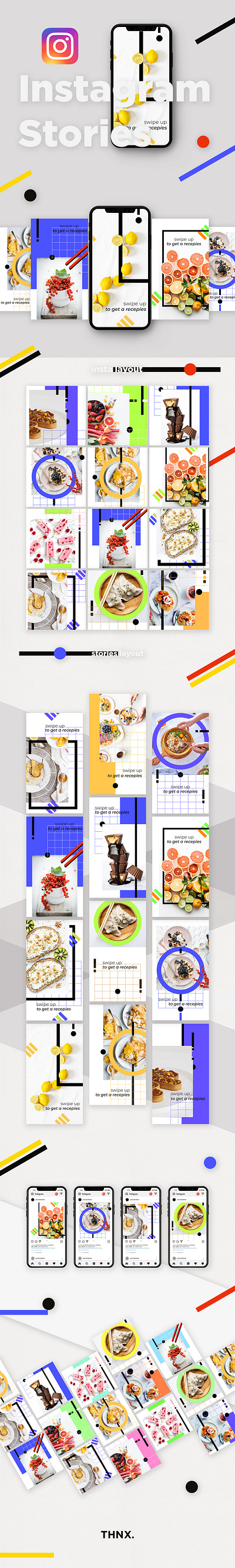 template for instagram blogging blogging content food food app graphic element instagram mockup social ui uiux