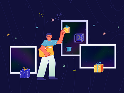 Night gift design gift illustration night sketch stars ui ux