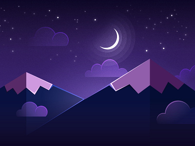 Night Time Mountains, Stars and Moon illustration moon mountains night time stars vector