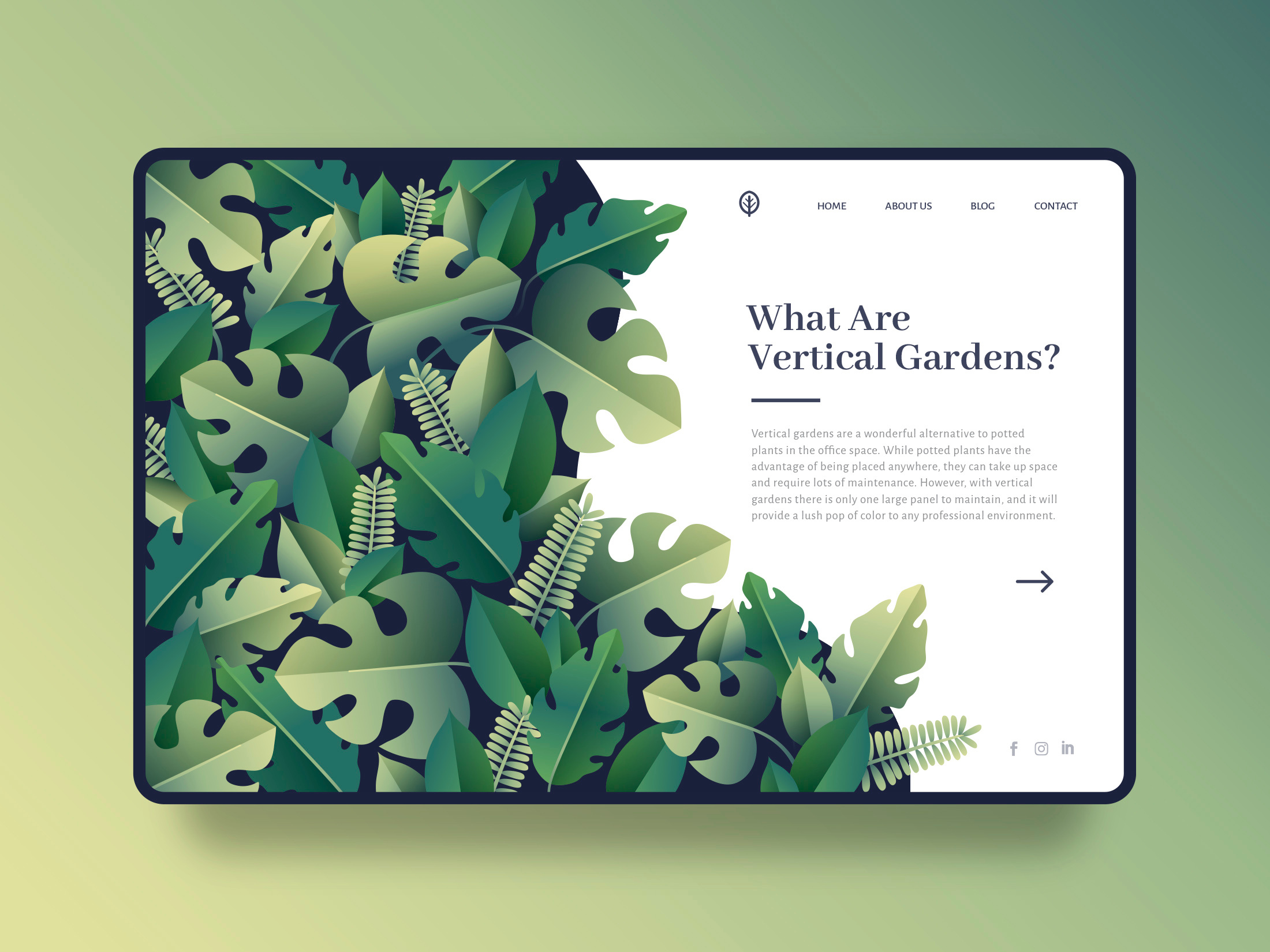 Example of Garden Landing Page Concept