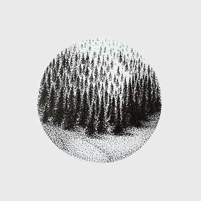 Pine Forest Dribble illustration linea lineart liner lines linework pine tree
