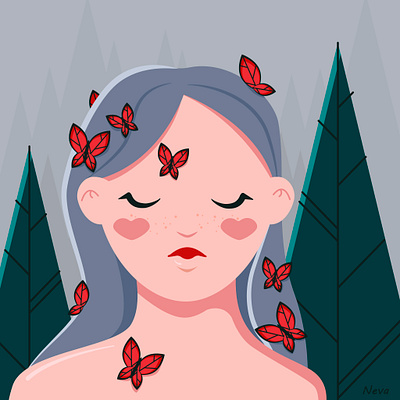 Butterfly butterfly character flat girl illustration vector