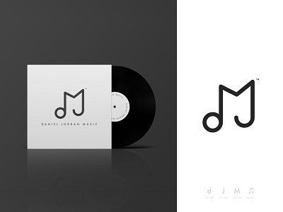 Daniel Jordan Music - Logo Wave Award award winning black and white brand brand identity branding d letter design identity designer lettermark logo logo design logomark logotype designer m logo music note negative space smart mark typography vinyl visual identity