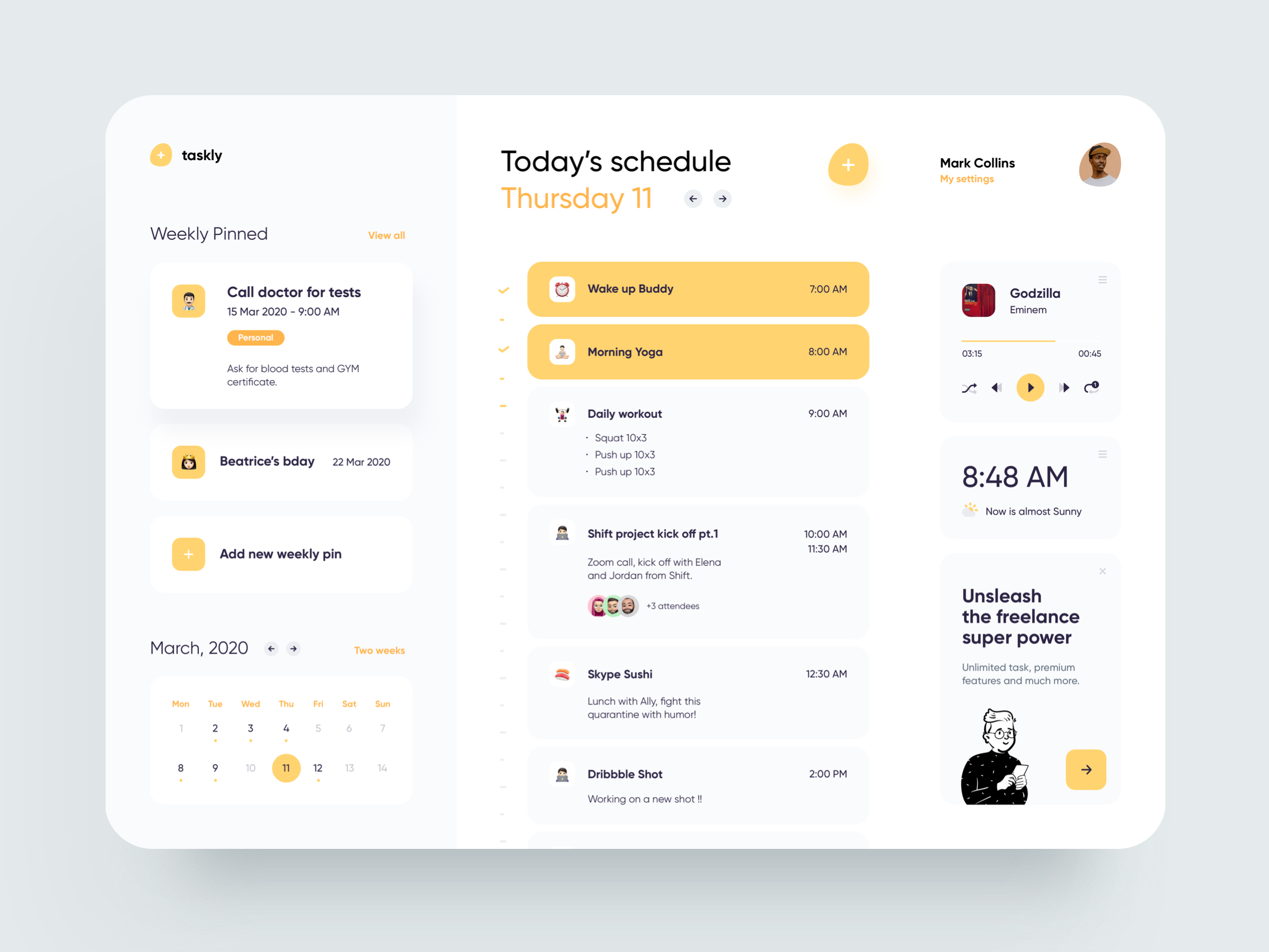 Example of FREE - Freelancer Schedule Web