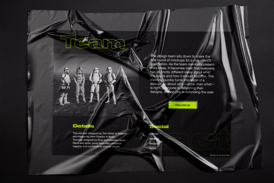 Footer - <p>Landing page</p> black and white footer mockup plastic team typogaphy ui