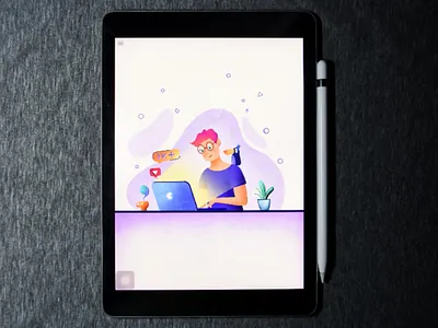 Work from home 💼👩‍💼iPad pro drawing in procreate corona epidemic illustration ipadpro procreate procreateart quarantine stayhomestaysafe workfromhome