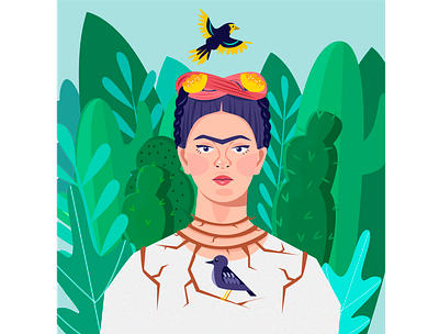 Frida Kahlo cactus frida fridakahlo illustraion illustration art vector