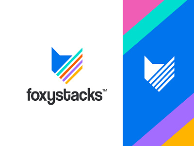 foxystacks animal app branding colourful concept creative creative design fox icon identity language layer logo mark minimal smart software design stacks technology trend