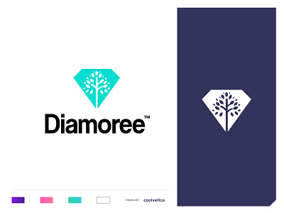 Diamoree branding concept creative diamond gold icon identity illustration jewellery logo mark merchant minimal negative space online pearl precious ruby smart logo tree