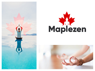 Maple zen brandhalos branding buddha canada concept creative design icon identity illustration leaf logo mapple mark meditation mind minimal negative space yoga zen