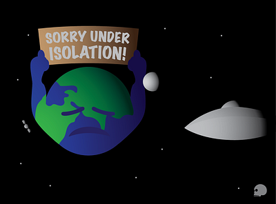 Earth Under Isolation covid19 earth emoji style globe graphic graphicdesigner illustration moon sad space spaceship stars vector world