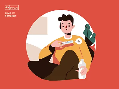 Phew! That was close campaign character character design coronavirus covid covid19 design fever flat graphic health home illustration quarantine sick simple social ternium ui vector