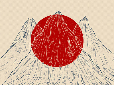 Sunday Songs digital drawn illustration mountains nature red texture