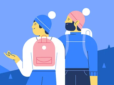 Hikers character character design facebook hike illustration inspiration styleframe vector video