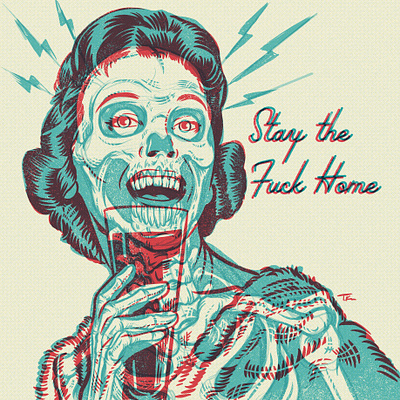 Stay Home- For Real covid19 design drawing horror illustration portrait skull xray