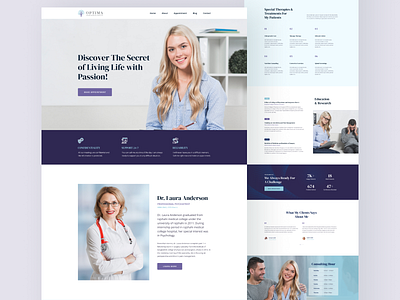 Optima - Psychologist Portfolio Landing Page clean creative design doctor doctors portfolio dribbble best shot flat health healthcare landing page medical minimal portfolio psychologist typography ui uidesign ux web website