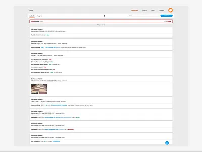 Raken Dashboard and Reports activity feed construction construction technology dashboad design excel report insights reports and data ui