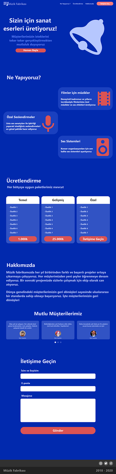 Hayali Müzik Şirketi Konsept Site Tasarımı concept design ui ux web webdesign website