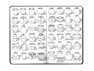 Sketchbook_05 artwork design illustration ink moleskine nature plants pot pottery sketch sketchbook