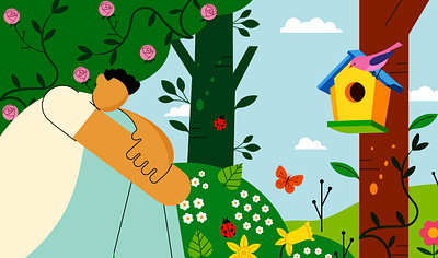 Stay at Home | Close Up characterdesign coronavirus covid 19 creative design digital illustration keepsafe nature scene spring stayhome vector