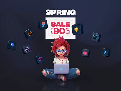 UI8 Spring Sale 2020 3d animation character icons red rezz sale spring ui ui design ui8 ux