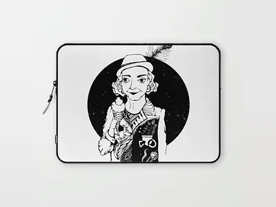 🖤🤍- Ice Cream Lady blackandwhite design drawing illustration popsurrealism society6 vector zentangle