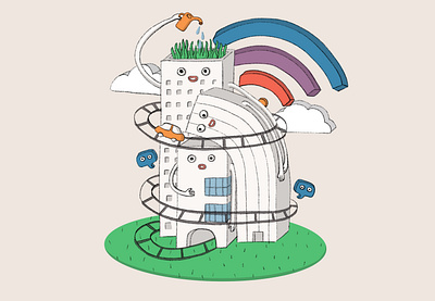 Home sweet home - smart cities character cloud coronavirus cute design drawing illustration internet messenger rainbow smartcity smarthome stayhome