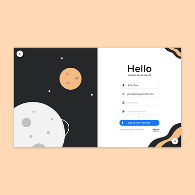 Illustrated Sign Up bold cosmos dailyui debut flat form form design hello illustration minimal process sign in sign up ui ux website