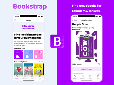 Bookstrap - Inspiring Books Mobile App app books bookshelf directory entrepreneurship mobile app nocode startup web